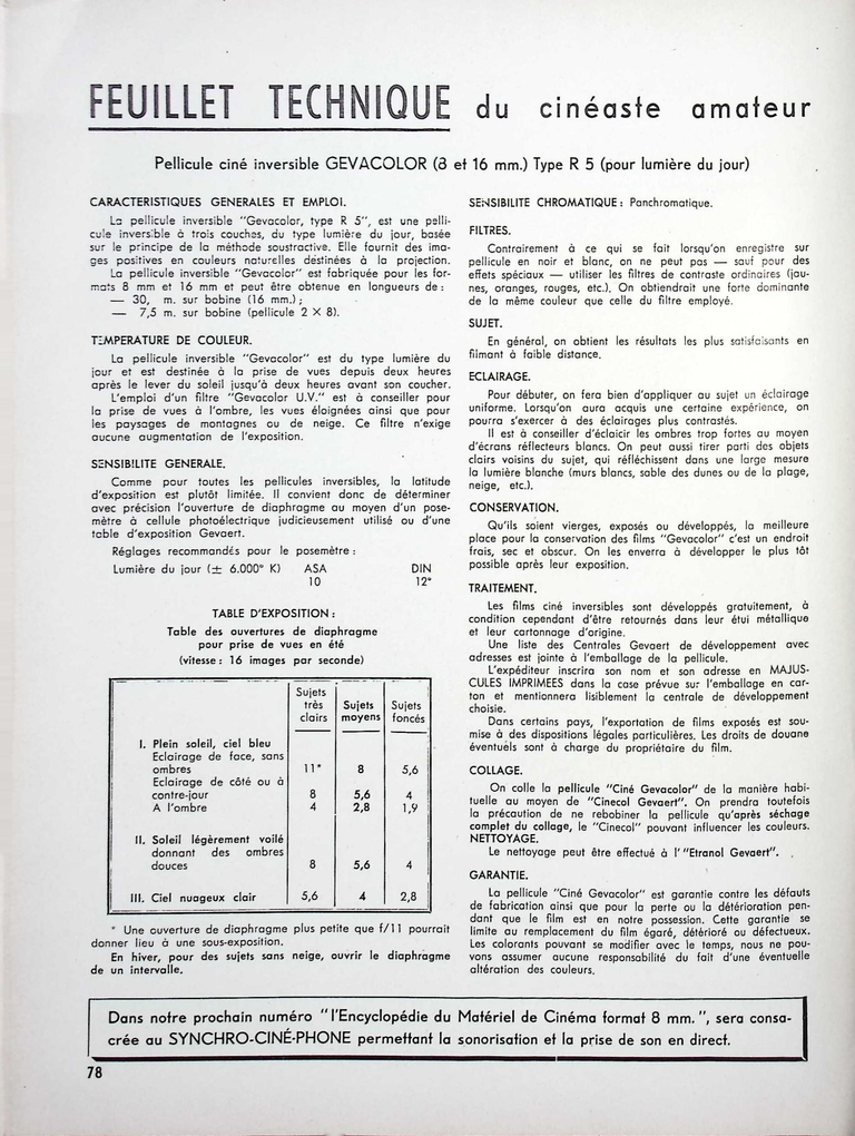 Gevaert - Gévacolor R.5 -  mars 1959 - Caméra huit n°10