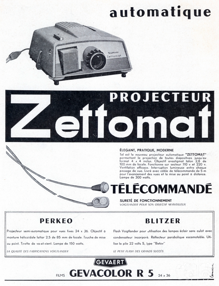Gevaert - Projecteurs Voigtländer Perkeo, Zettomat, Flash Blitzer, Gevacolor R5 - 1960