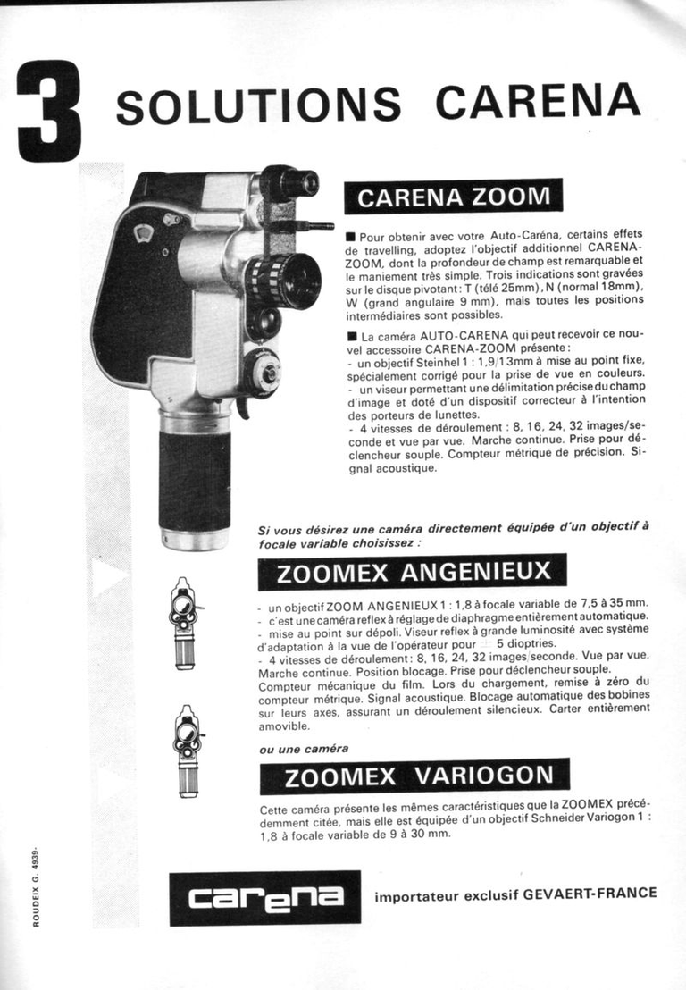 Gevaert - Carèna Zoom, Zoomex Angénieux, Zoomex Variogon - juillet 1964 - Photo-Cinema