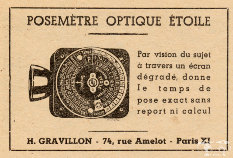 Gravillon - Posemètre optique Etoile - 1949