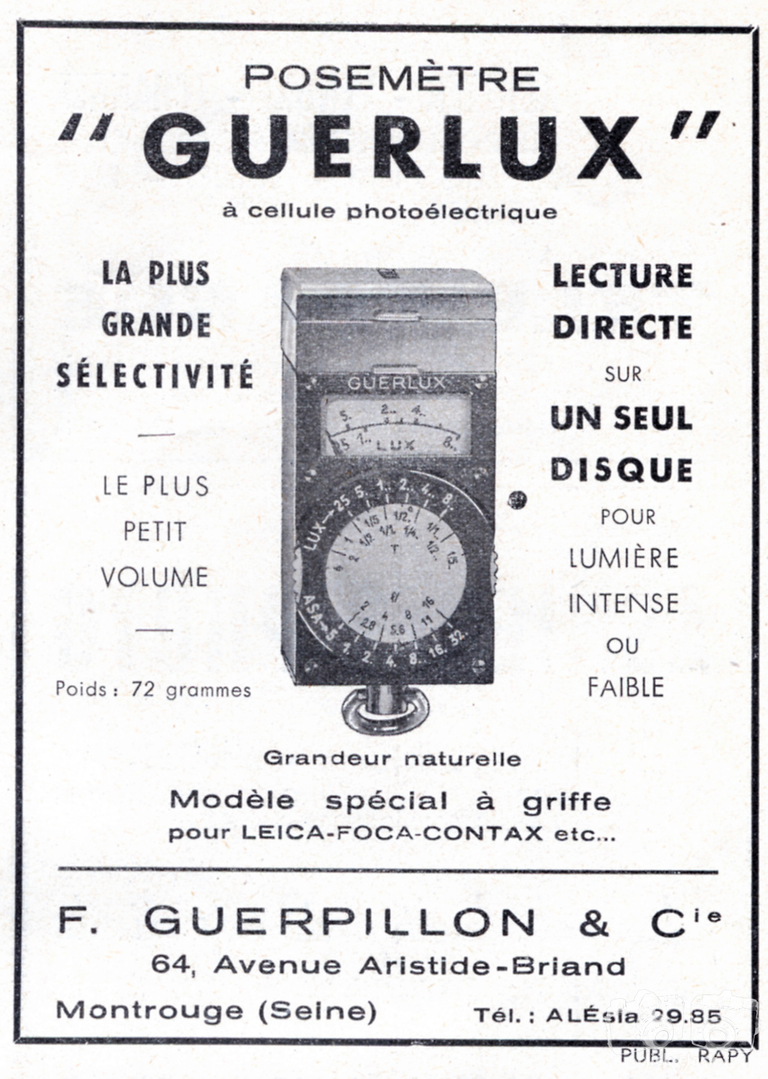 Guerpillon - Posemètre Guerlux - 1952
