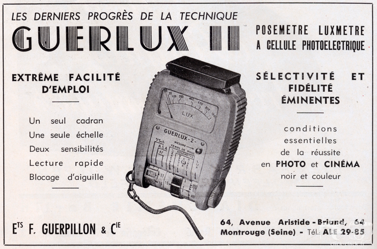 Guerpillon - Posemètre Guerlux II - 1955