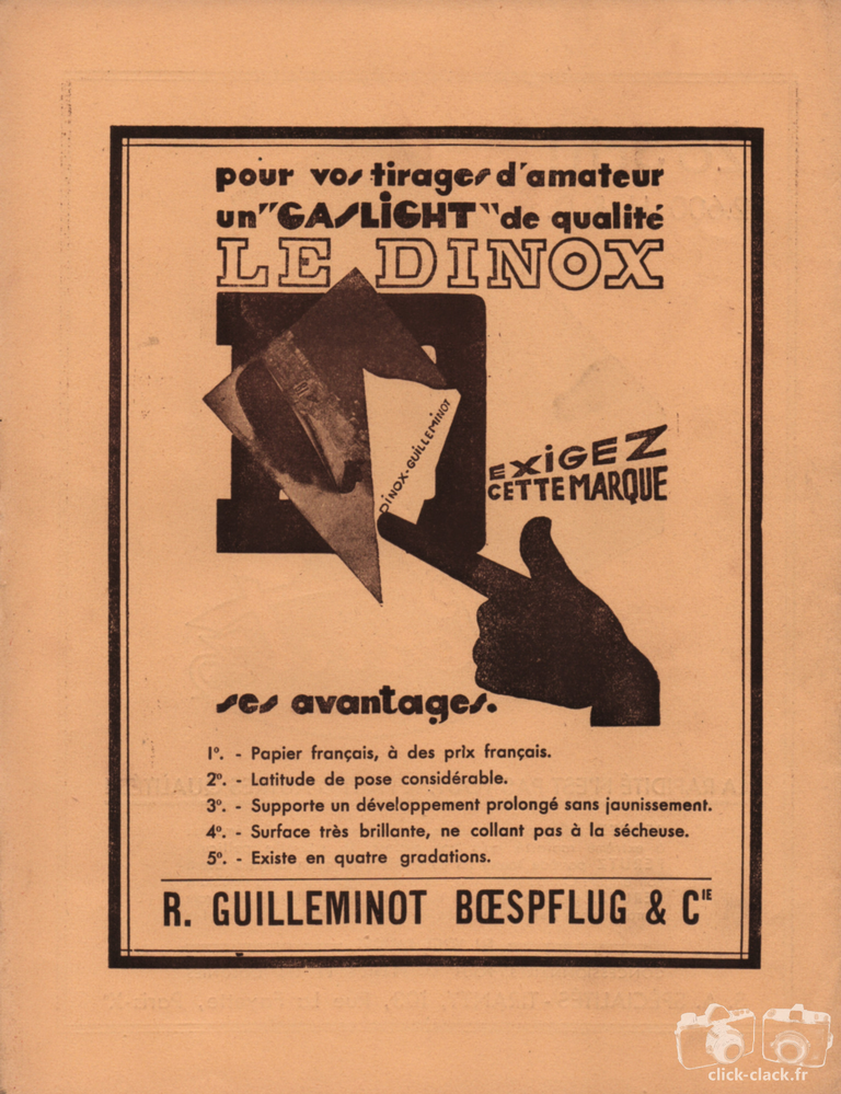 Guilleminot - Papier Le Dinox - 15 septembre 1933 - Photo-Cinéma