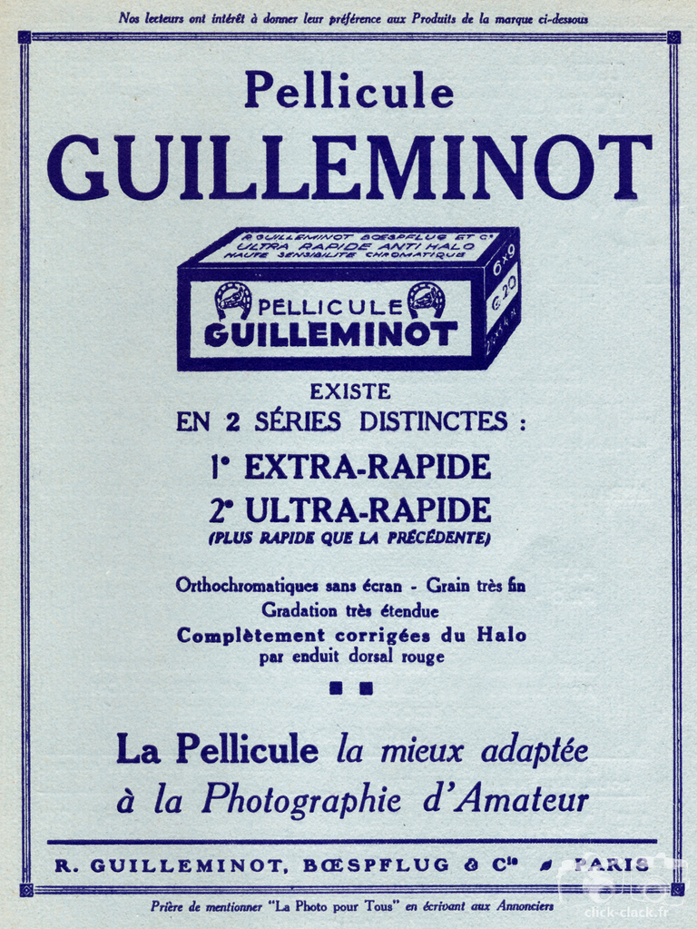 Guilleminot - Pellicule Extra-Rapide, Ultra-Rapide - 1933