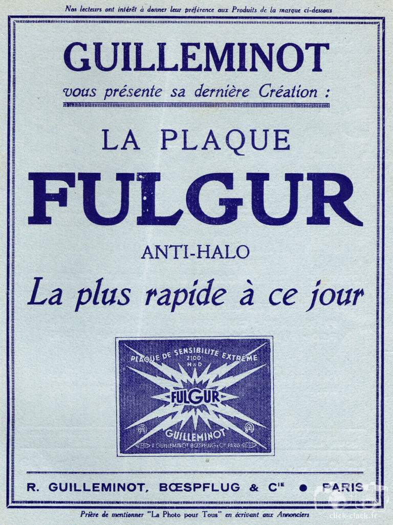 Guilleminot - Plaque Fulgur - 1933
