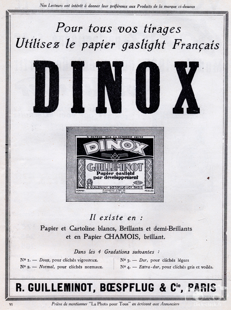 Guilleminot - Papier Le Dinox - 1935 - La Photo pour Tous