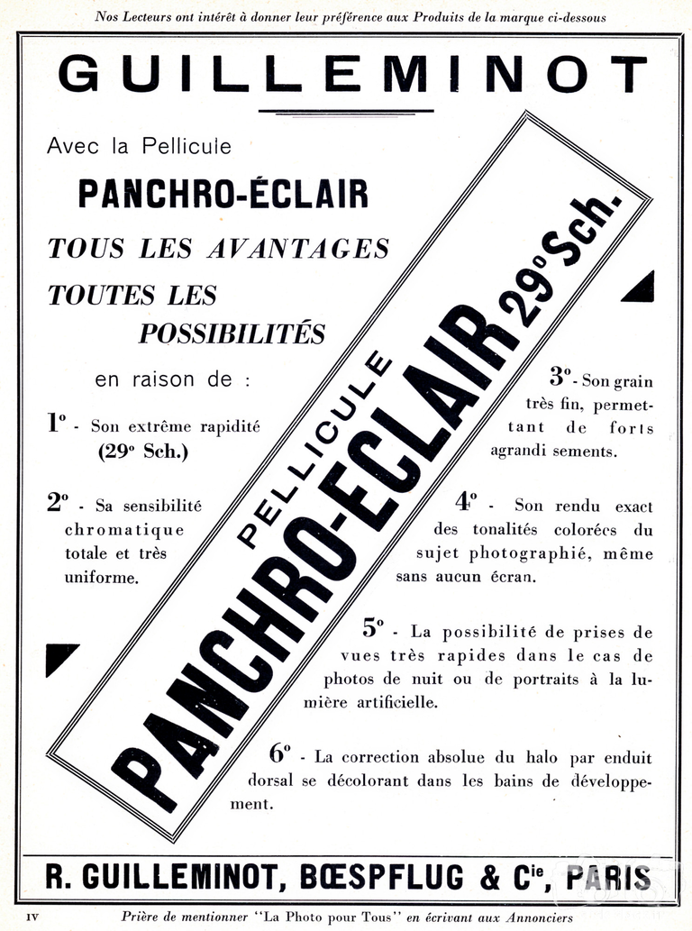 Guilleminot - Pellicules Panchro-Eclair - 1936