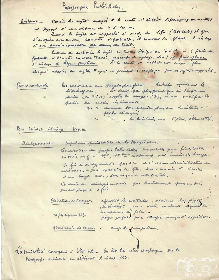 Kauffmann - Notice manuscrite du Posographe - feuille 1 recto