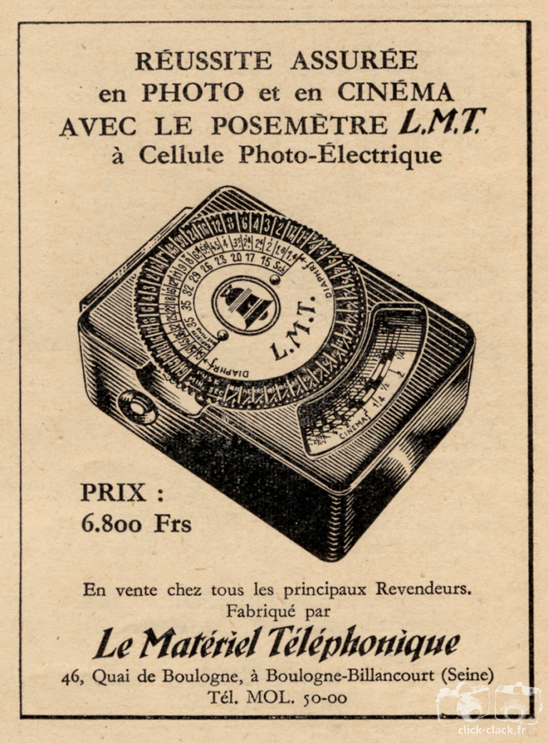 L.M.T. Le Matériel Téléphonique - Posemètre - 1949