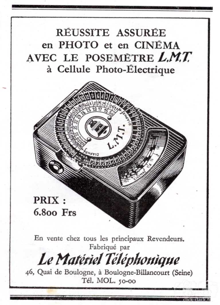 L.M.T. Le Matériel Téléphonique - Posemètre - 1950