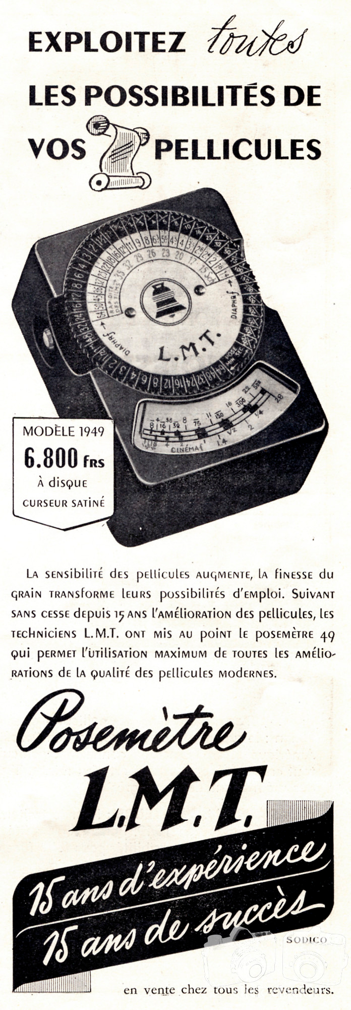L.M.T. Le Matériel Téléphonique - Posemètre modèle 1949 - 1950