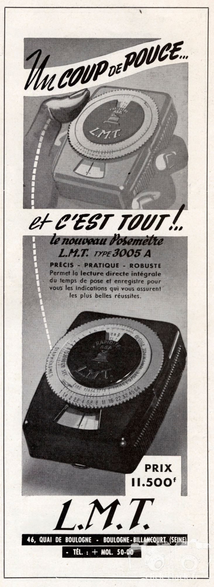 1953 L.M.T. Le Matériel Téléphonique - Posemètre type 3005 A - 1956