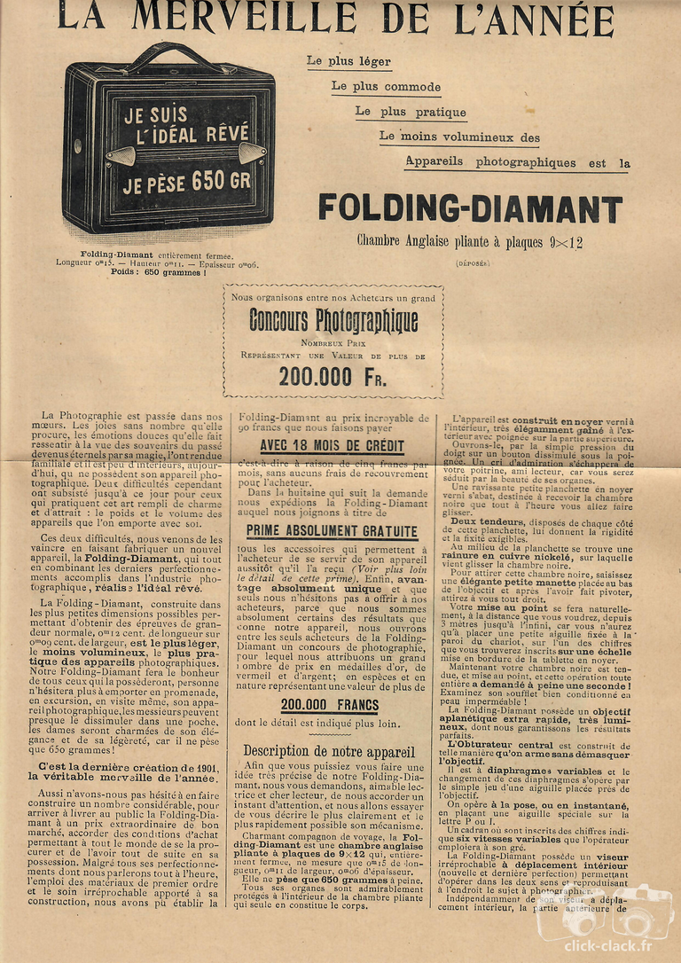 Librairie des Connaissances Utiles - Feuillet Folding-Diamant - 1901 recto