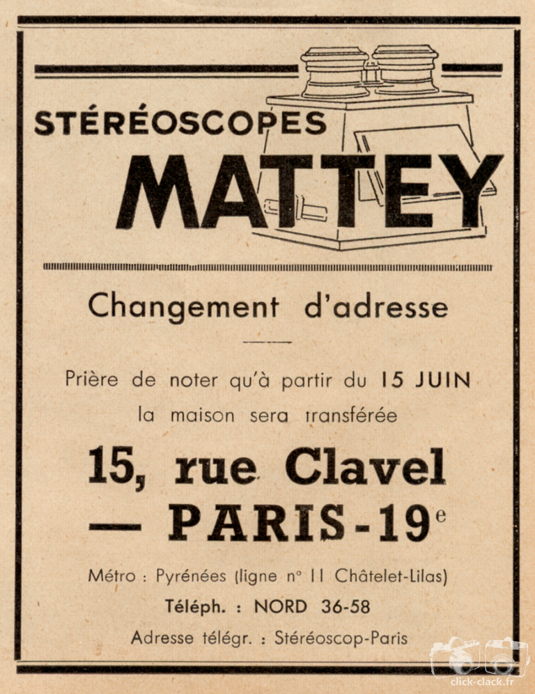 Mattey - Stéréoscopes - 1937
