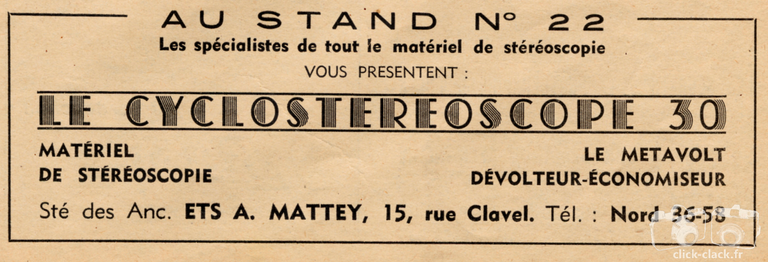 Mattey - Cyclostéréoscope 30, Métavolt - 1949