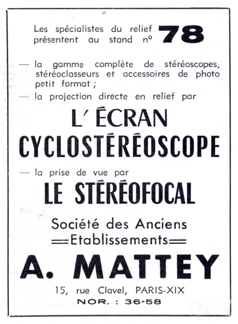 Mattey - L'écran Cyclostéréoscope, Stéréofocal - 1950