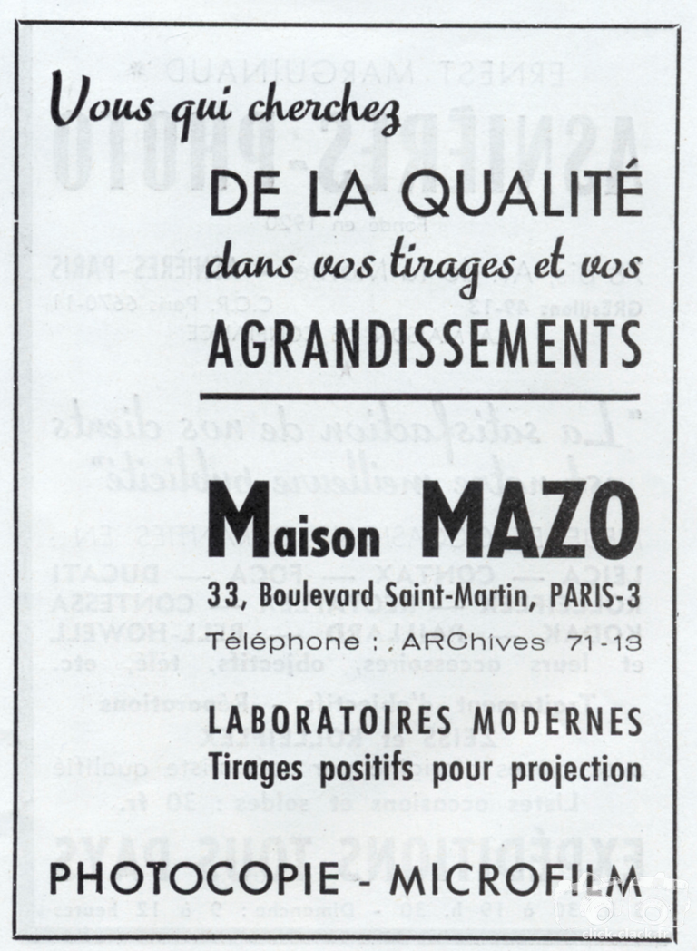 Mazo - Développement, Tirage, Photocopie, Microfilm - 1951