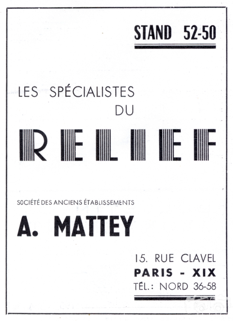 Mattey - Le spécialiste du Raelief - 1952