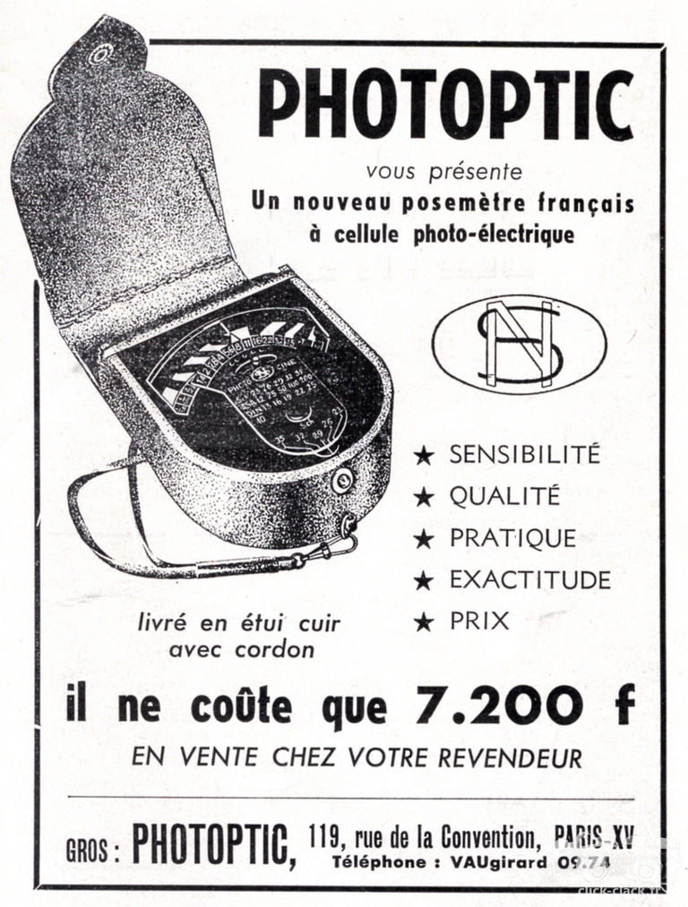 Photoptic - Posemètre SN ou NS - 1955