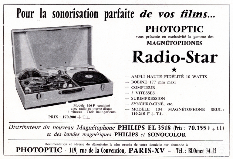 Photoptic - Magnétophone Radio Star - 1957