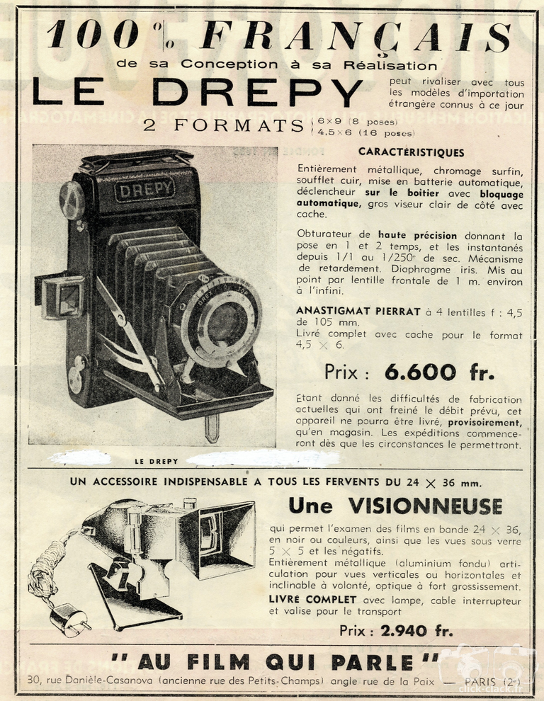 Drépy Pierrat - Le Drépy, Visionneuse - janvier 1946 - Photo-Cinéma