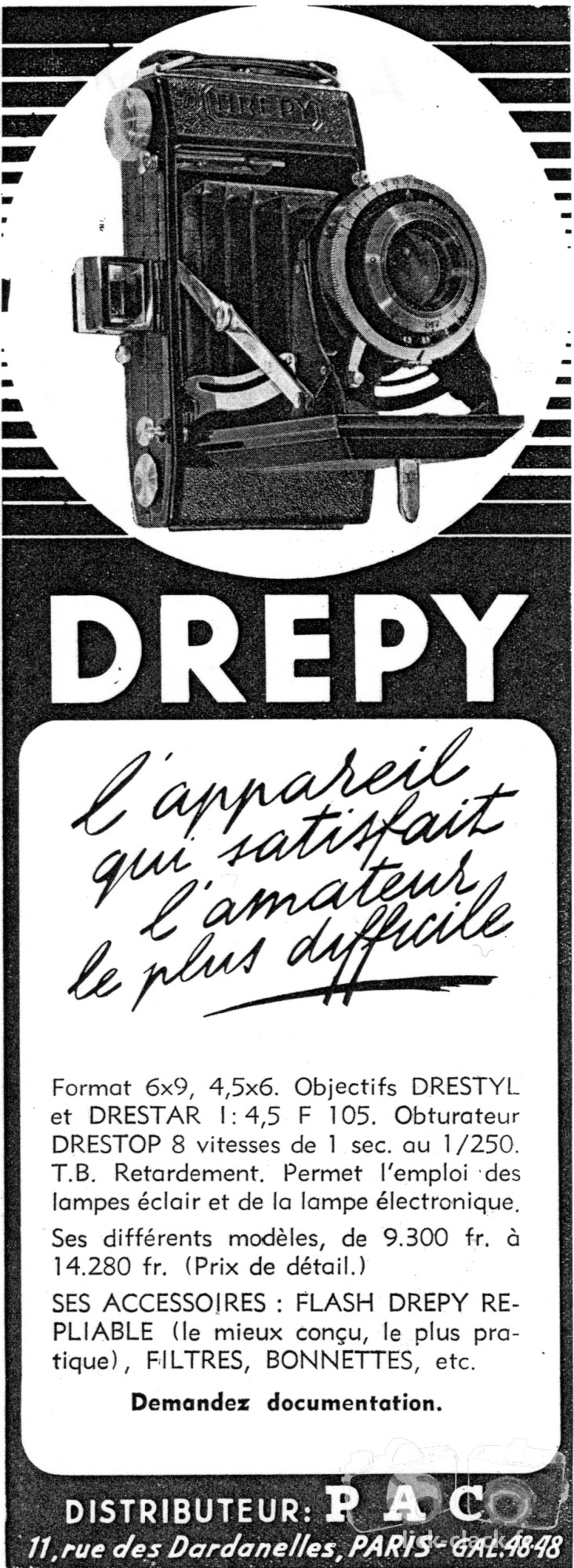 Drépy Pierrat - Le Drépy, Torche, Filtres, Bonnettes - avril 1950 - Le Photographe