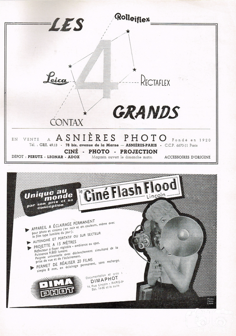 Asnières Photo - Rolleiflex, Rectaflex, Contax, Leica - novembre 1955 - Photo Cinéma