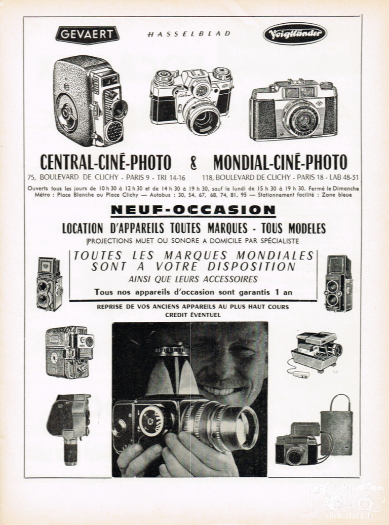 Central-Ciné-Photo - Contarex, Hasselblad, Agfa, Rolleiflex - mai 1961 - Photo Cinéma