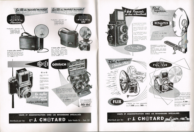 Chotard - Flash Braun Hobby Standard, Braun Hobby 100,  Agiflex, Sac Omnica, Aldis 300, Super Ful Vue 6x6, Flash Benjamin II, Flash Flix, Alsaphot Bioflex - octobre 1955 - Photo Cinéma