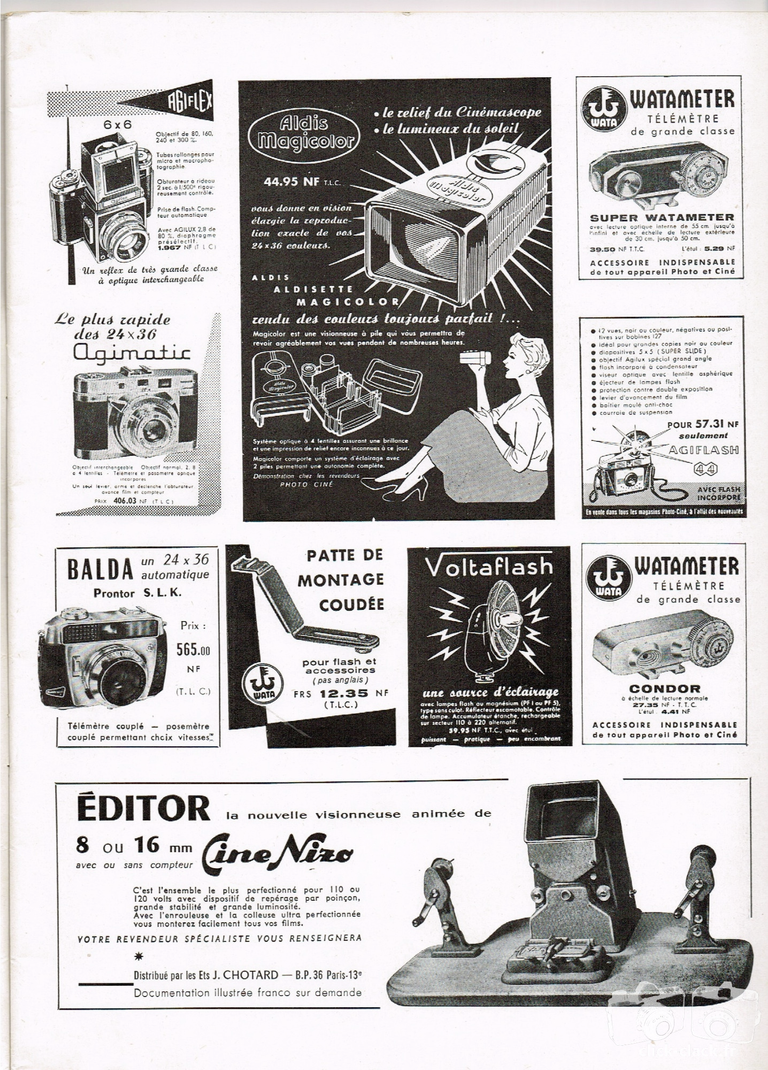 Chotard - Visionneuse animée de poche, Aldis Magicolor, Cine-Nizo Editor, Agiflash 44, Watameter Condor, Super Watameter, Agiflex - janvier 1960 - Photo Cinéma