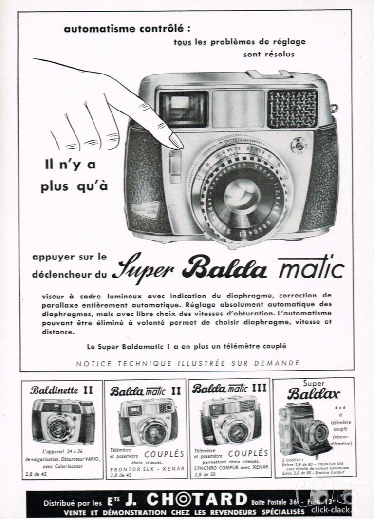 Chotard - Super Baldamatic, Baldinette II, Baldamatic II, Baldamatic III, Baldinette, Super Baldax - juin 1962 - Photo Cinéma