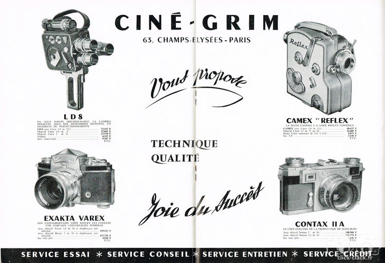 Ciné-Grim - Ihagee Exakta Varex, Contax IIA - août 1956 - Photo Cinéma