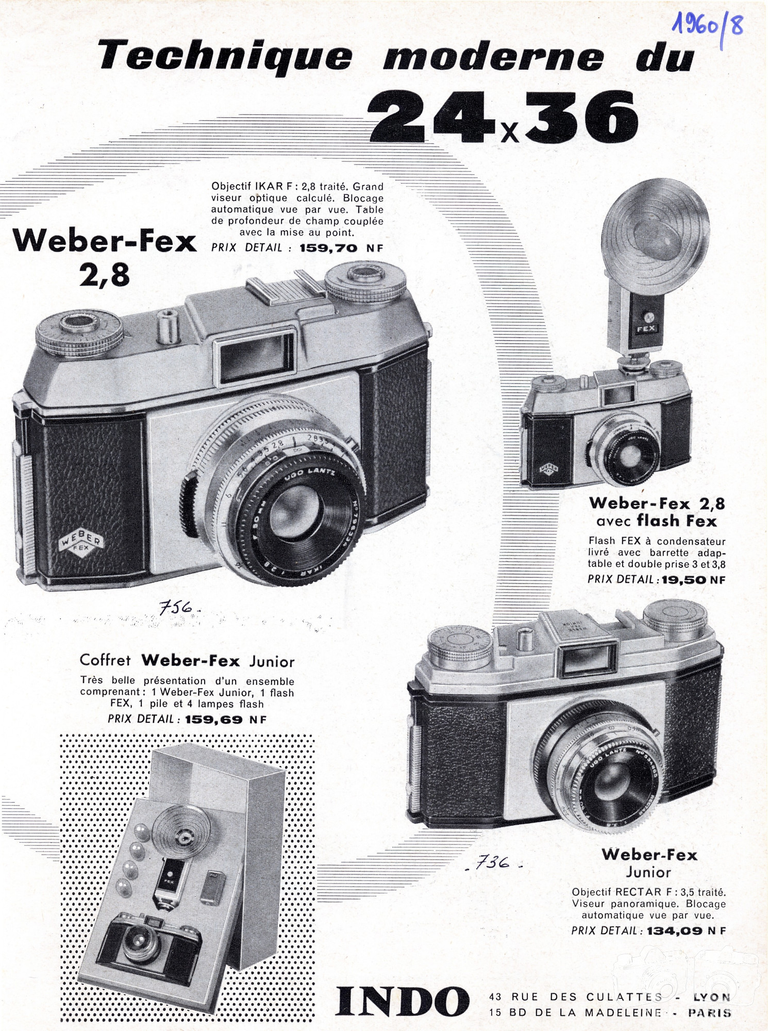 Fex-Indo - Weber-Fex 2,8, Weber-Fex Junior, Flash Fex, Coffret Weber-Fex Junior - 1960