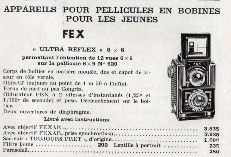Fex-Indo - Publicité Ultra-Reflex  - janvier 1956 - Gambs
