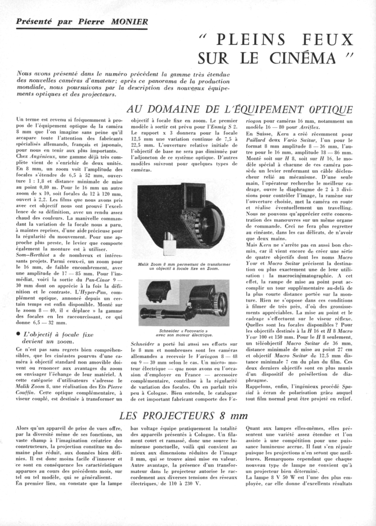 Angénieux - Zoom 6.5-52 12-120 - juin 1963 - Photo-Cinéma