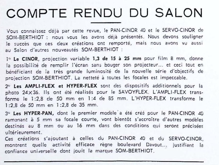 SOM Berthiot - Hyper Pan, Ampli-Flex, Hyper-Flex, Cinor - mai juin 1960 - Caméra huit n°16