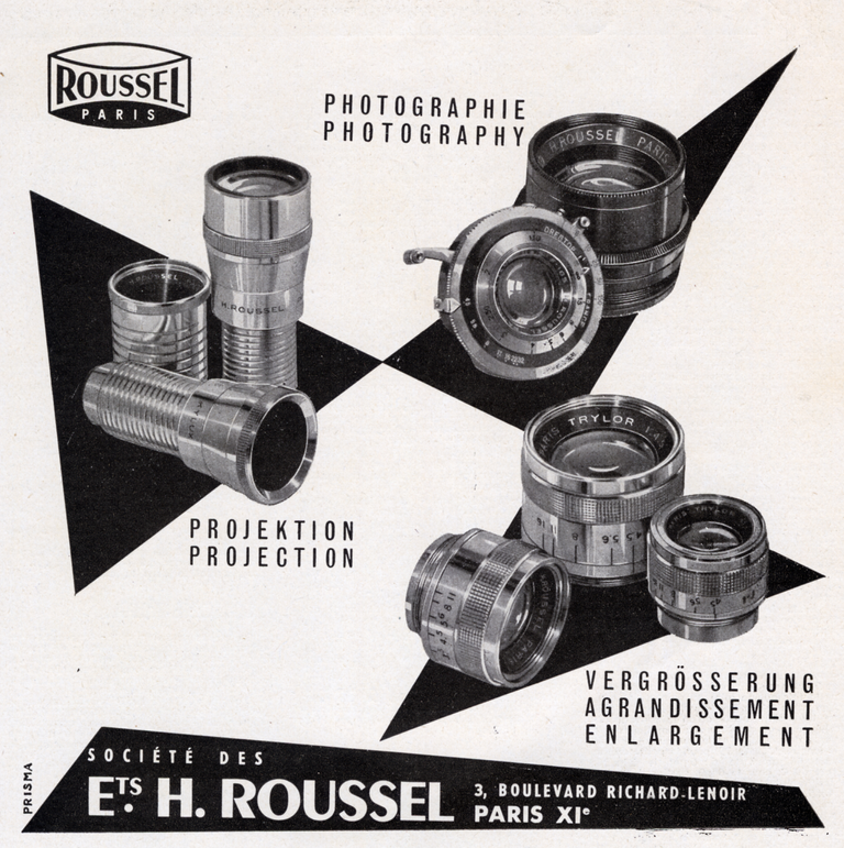 Roussel - Objectifs photographie, agrandissement, projection - 1955