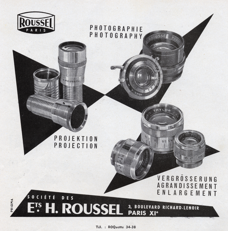 Roussel - Objectifs photographie, agrandissement, projection - 1956