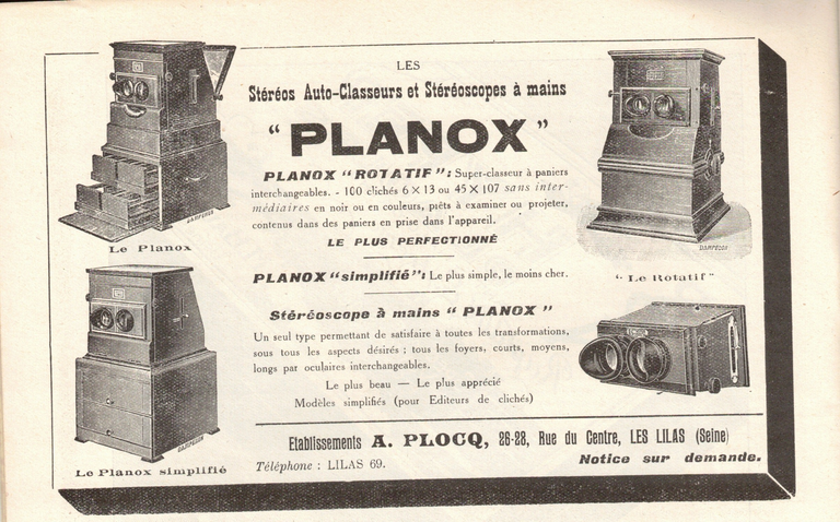 Planox - La revue française de photographie n°194 - Stéréo-Autoclasseurs Planox rotatif, Planox simplifié, Stéréoscope à main Planox - 15 janvier 1928