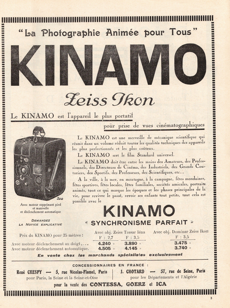 Zeiss Ikon - La revue française de photographie n°201 - Kinamo - 15 mai 1928