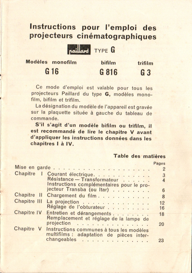 Paillard G3 - Notice - 1