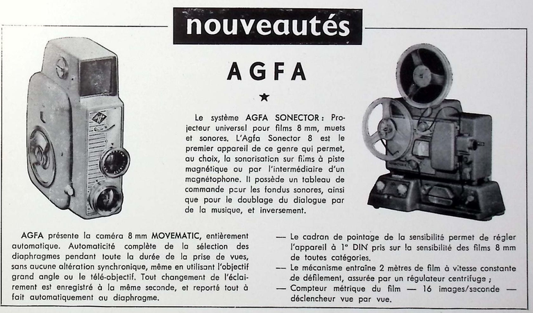 Agfa - Caméra Movematic, Projecteur Sonector - janvier 1959 - Caméra huit n°8