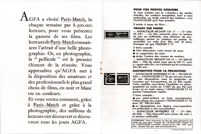 Agfa - Paris Match livret Agfacolor 4