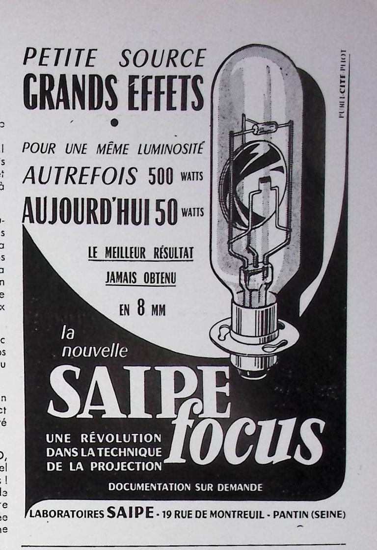 Saipe - Lampe focus 50 W - mai juin 1959 - Caméra huit n°11 