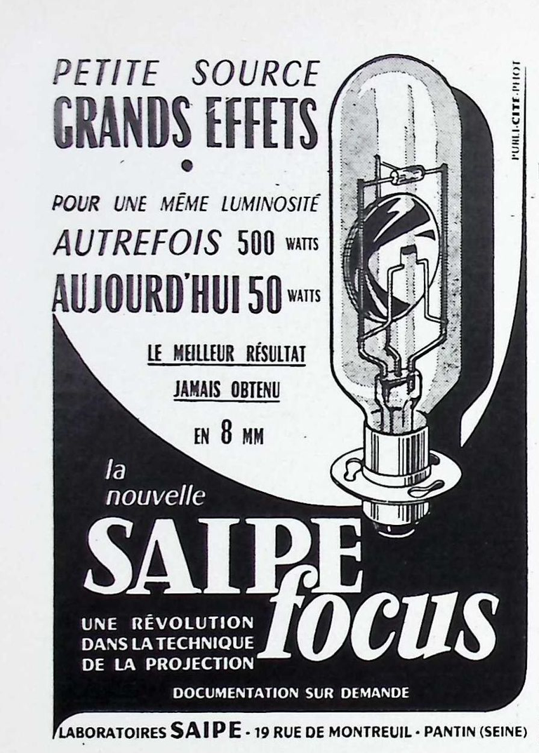 Saipe - Lampe focus 50 W - mars 1959 - Caméra huit n°10