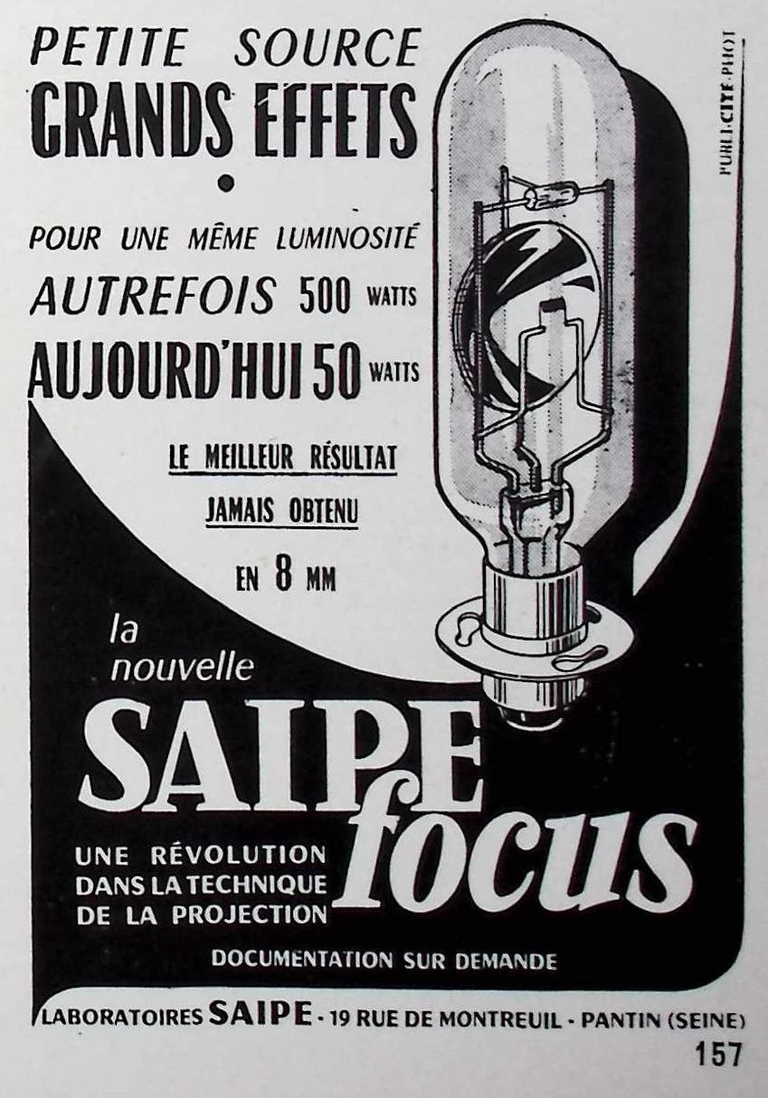 Saipe - Lampe focus 50 W - septembre octobre 1959 - Caméra huit n°12