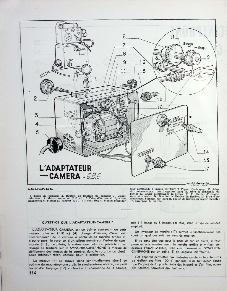 G.B.G. - Synchro-Ciné-Phone, Adaptateur Caméra - mai juin 1959 - Caméra huit n°11