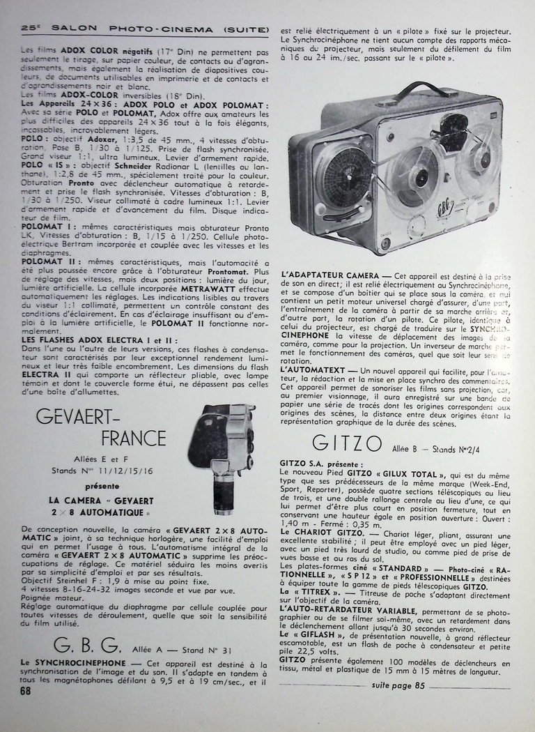 G.B.G. - Synchro-Ciné-Phone, Adaptateur Caméra, Automatext - mars avril 1960 - Caméra huit n°15
