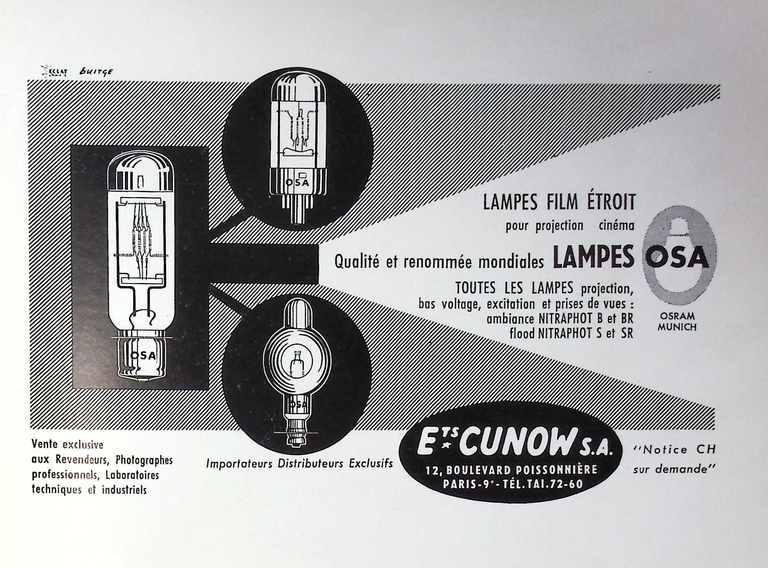 Cunow - Lampes OSA - mai juin 1960 - Caméra huit n°16