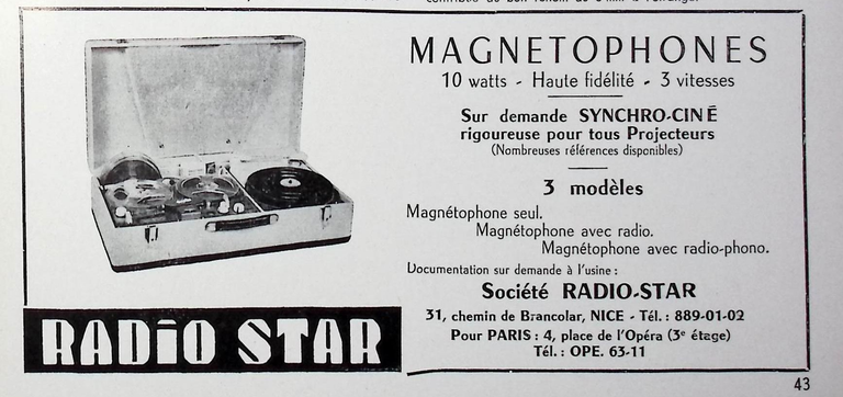 Radio-Star - Magnétophones -  février 1959 - Caméra huit n°9
